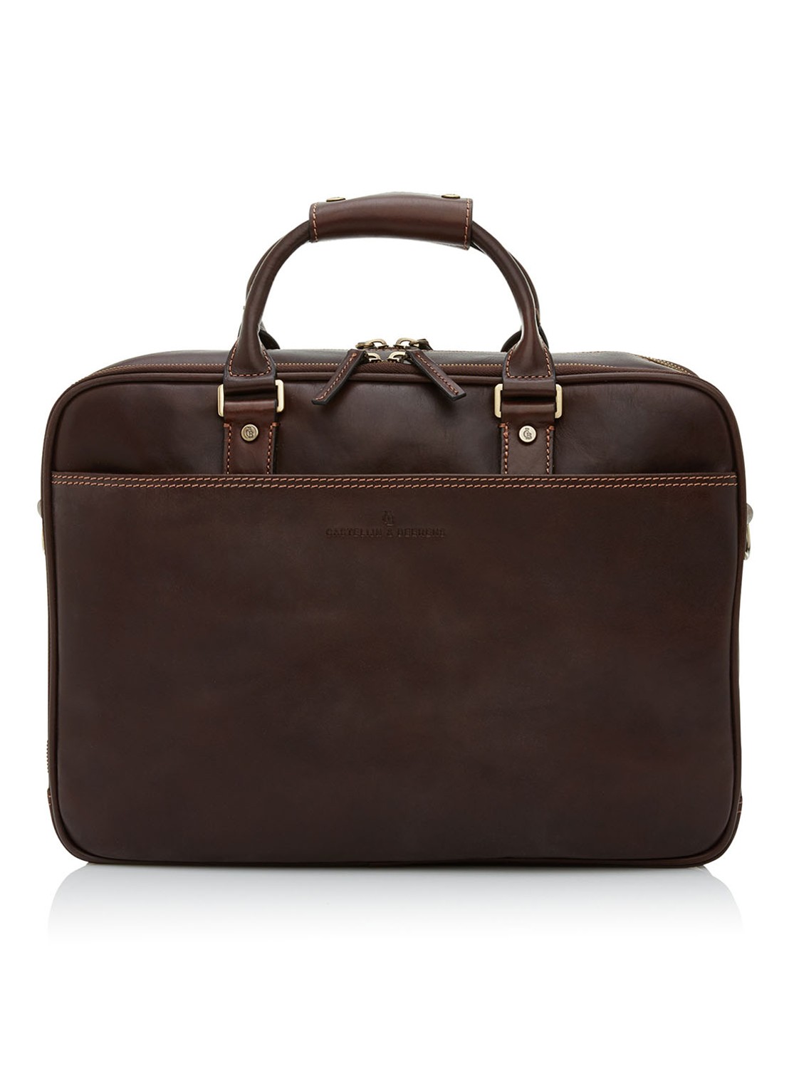 Castelijn & Beerens Verona businesstas van leer met 15,6 inch laptopvak - voorkant donkerbruin