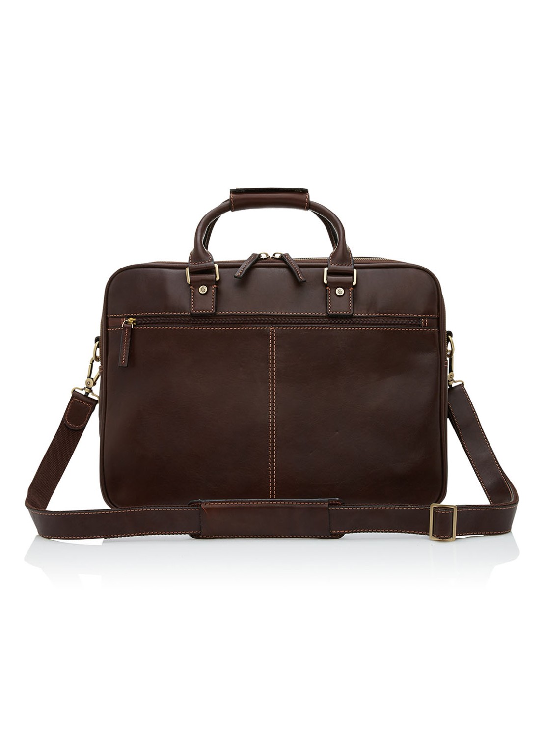 Castelijn & Beerens Verona businesstas van leer met 15,6 inch laptopvak - voorkant 2 donkerbruin