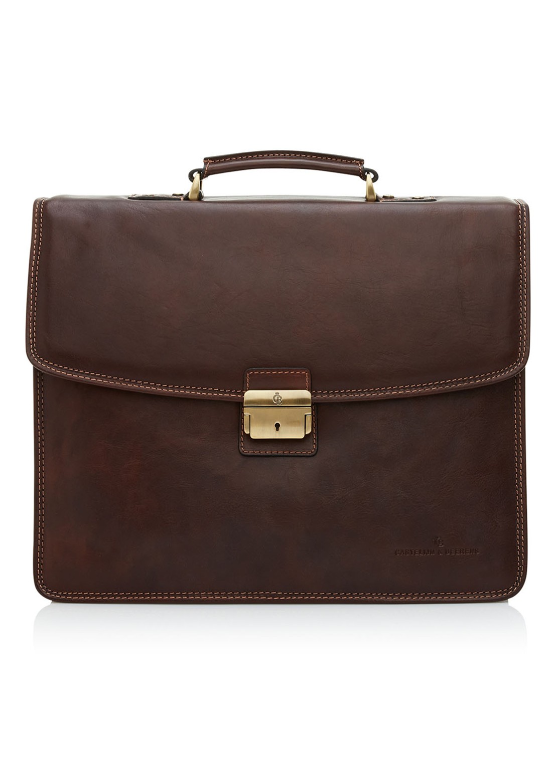 Castelijn & Beerens Verona businesstas van leer met 15,6 inch laptopvak - voorkant bruin
