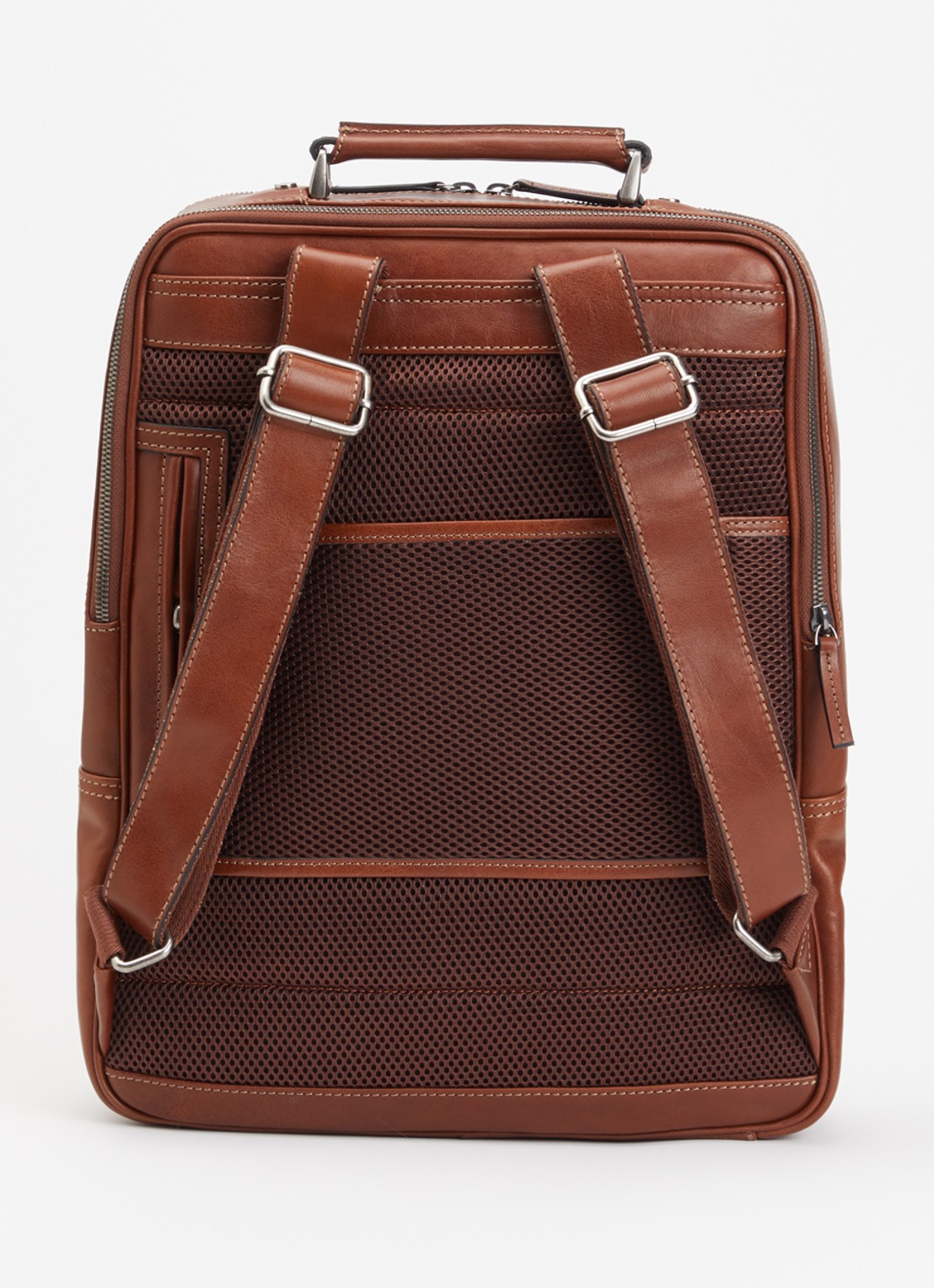 Castelijn & Beerens Verona laptoptas van leer met 15,6 inch laptopvak  - achterkant roodbruin