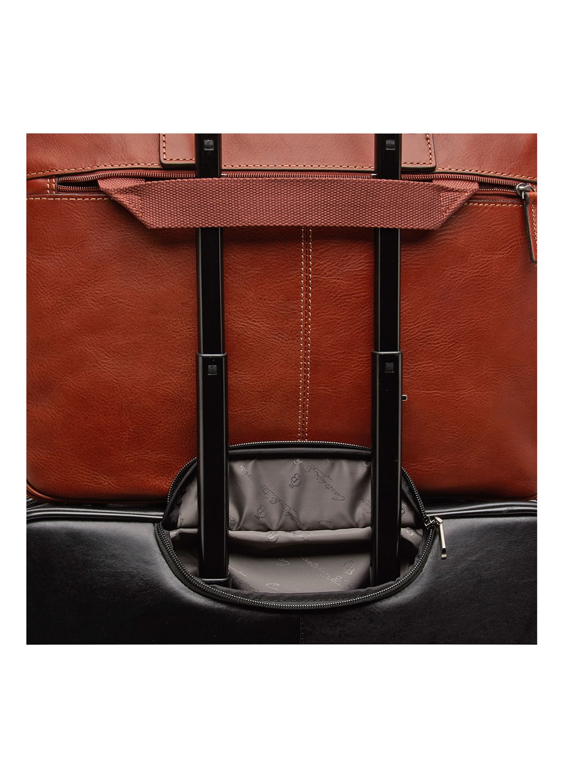 Castelijn & Beerens Verona laptoptas van leer met 15 inch laptopvak - detail 4 cognac