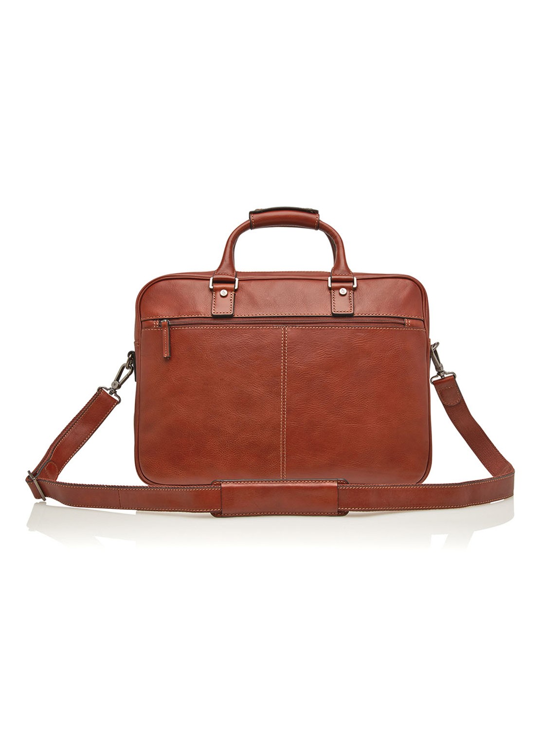 Castelijn & Beerens Verona laptoptas van leer met 15 inch laptopvak - voorkant 7 cognac