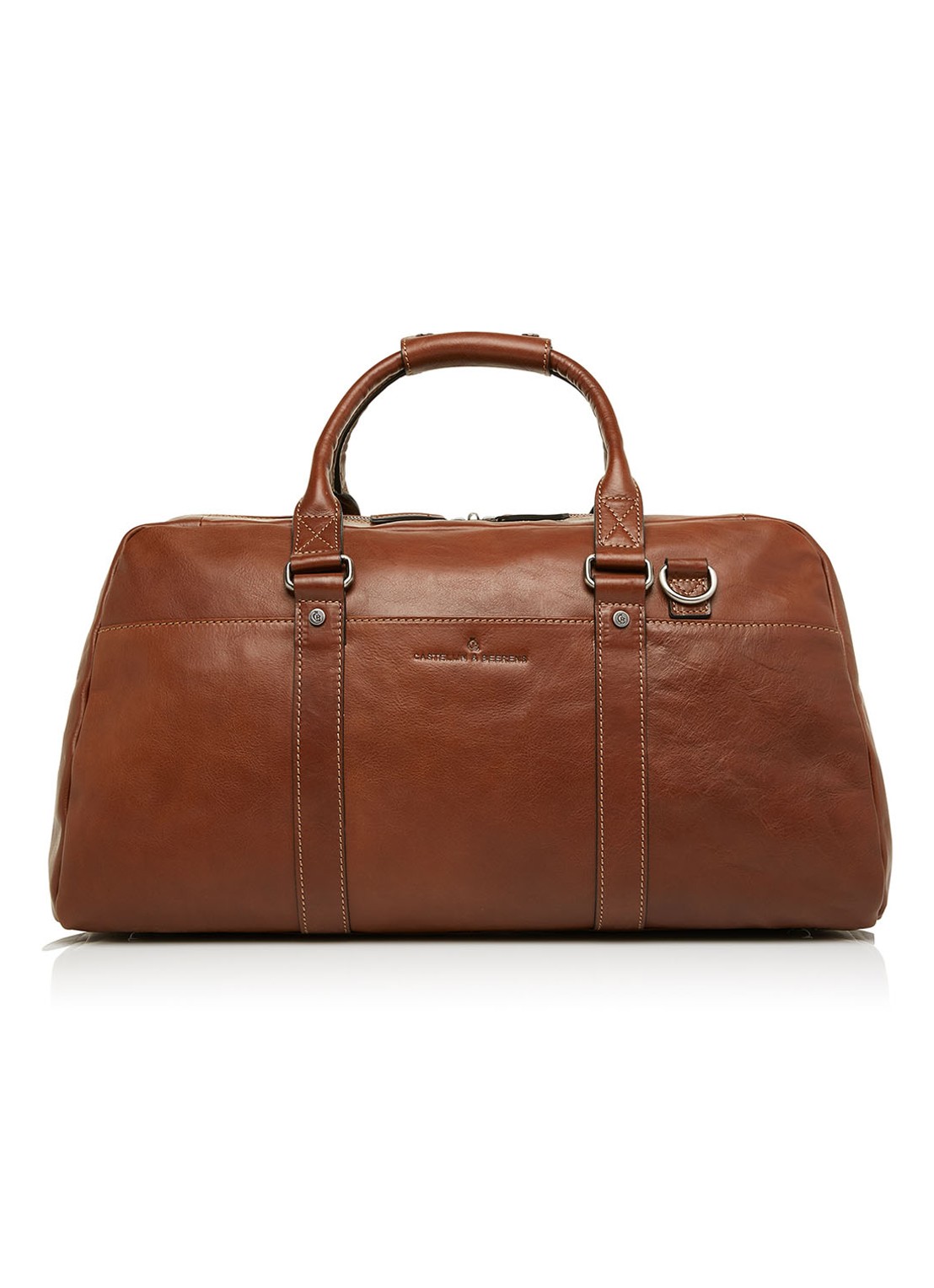 Castelijn & Beerens Verona weekendtas RFID van leer  - voorkant 3 cognac