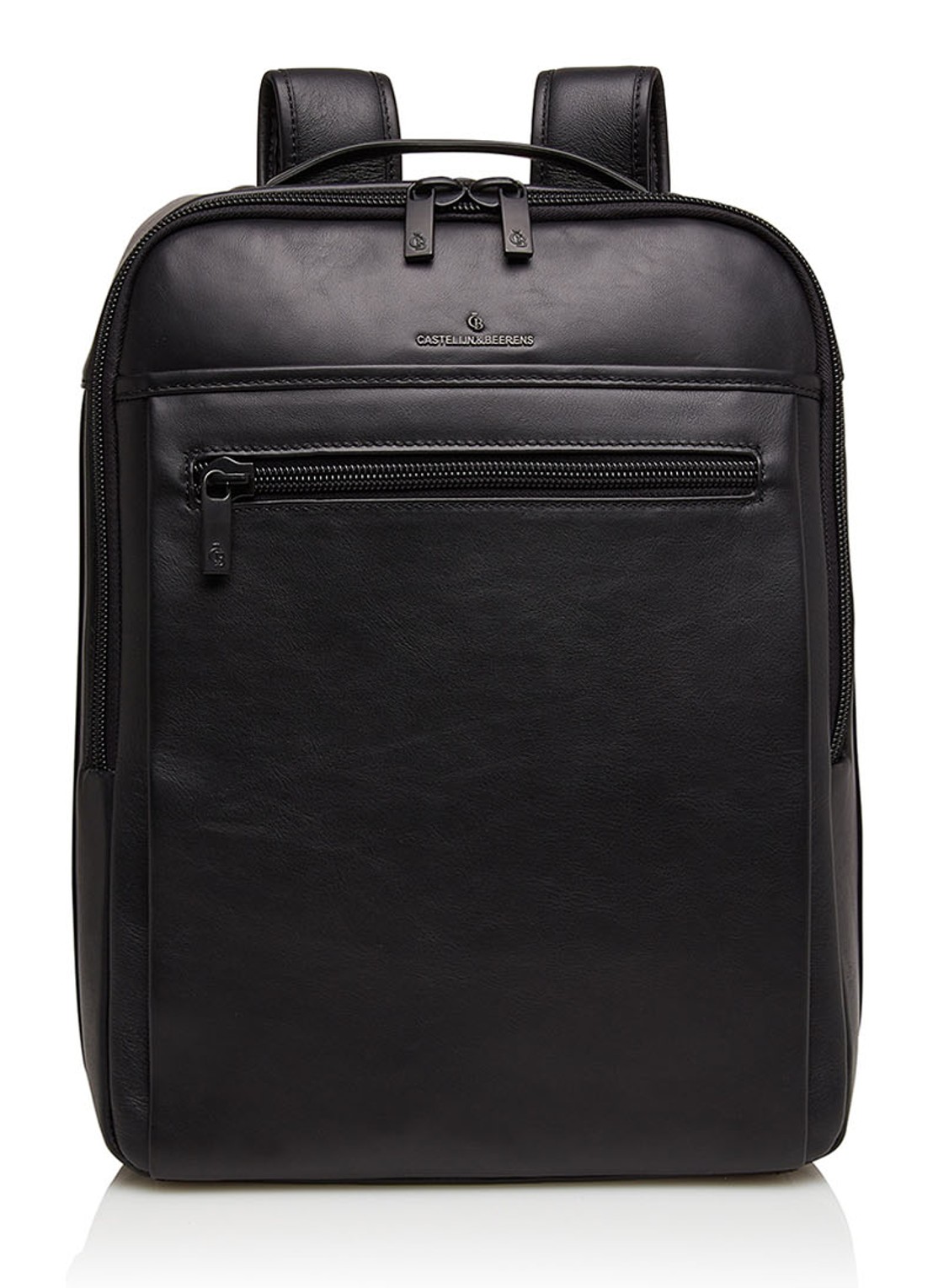 Castelijn & Beerens Victor rugzak van leer met 15,6 inch laptopvak - voorkant 6 zwart