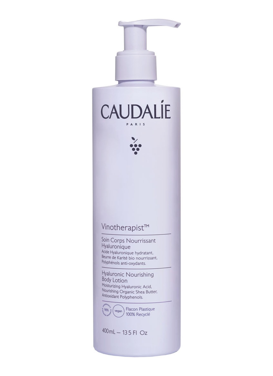 Caudalie Vinotherapist Hyaluronic Nourishing Bodylotion - hydraterende bodylotion - voorkant 4 400 ml - pomp