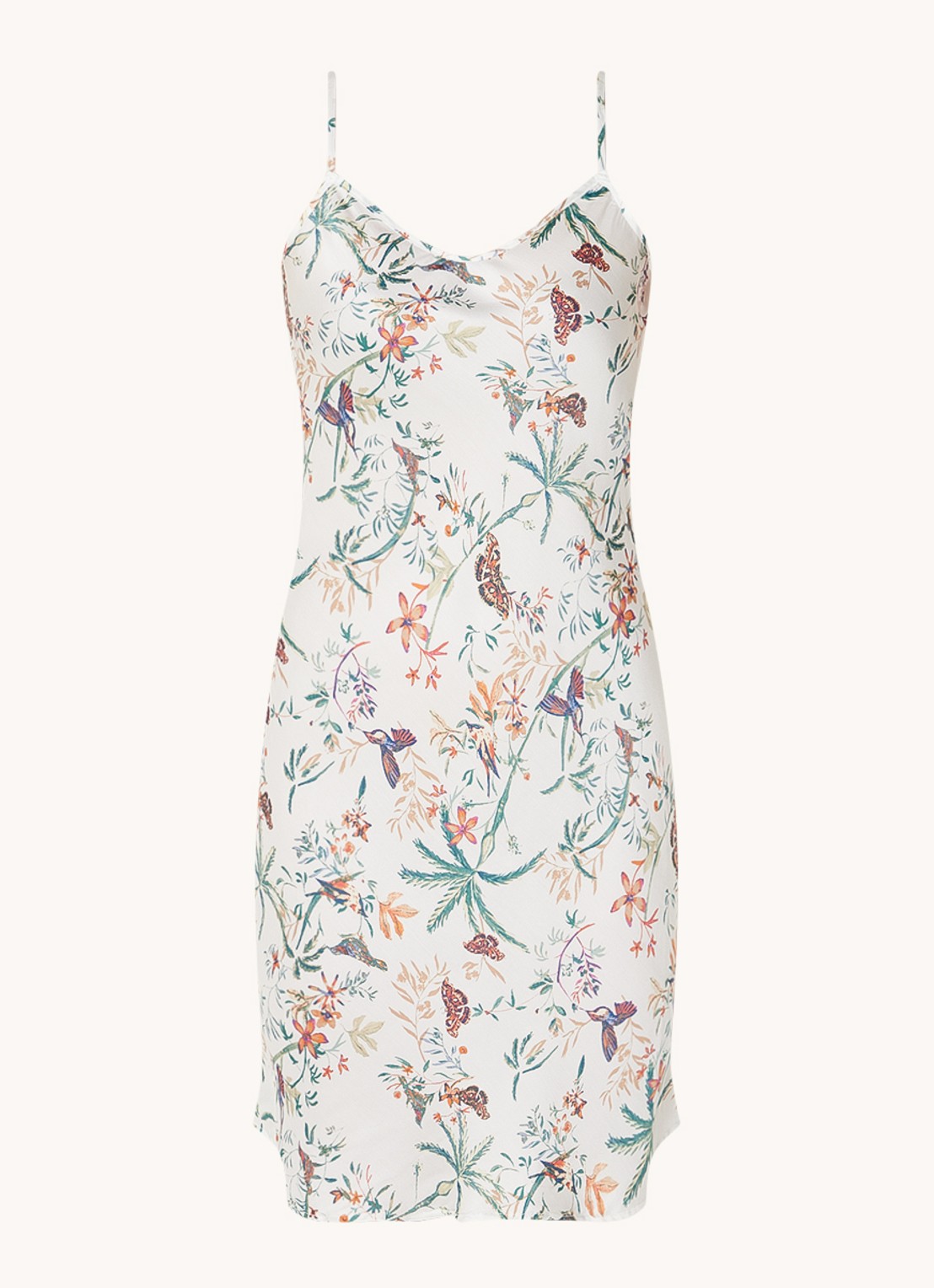 CCDK Copenhagen Jade slipdress met dier- en bloemenprint  - voorkant 3 gebroken wit