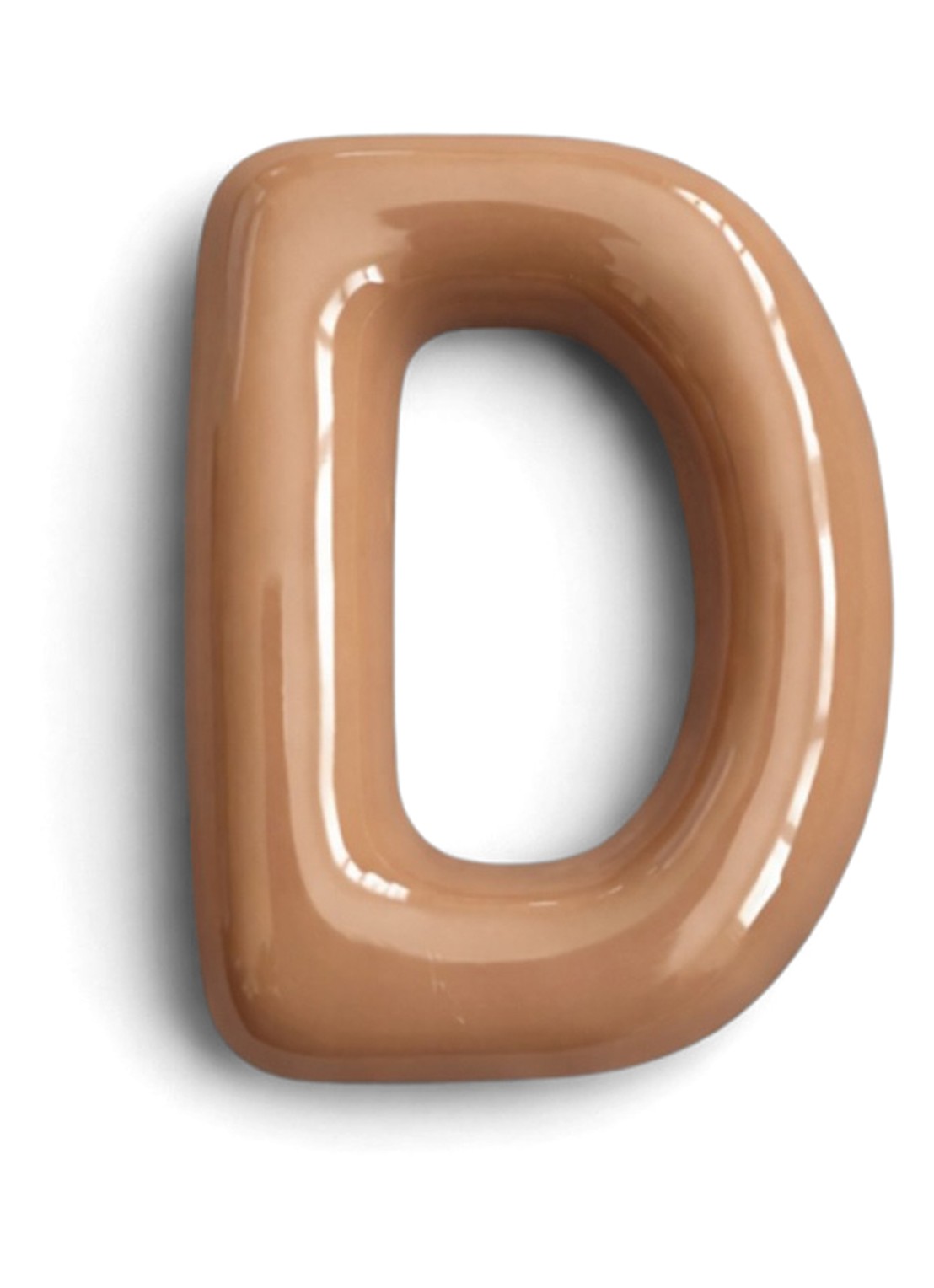 Ceramics by Romy Letter D hanger 10 cm - voorkant beige