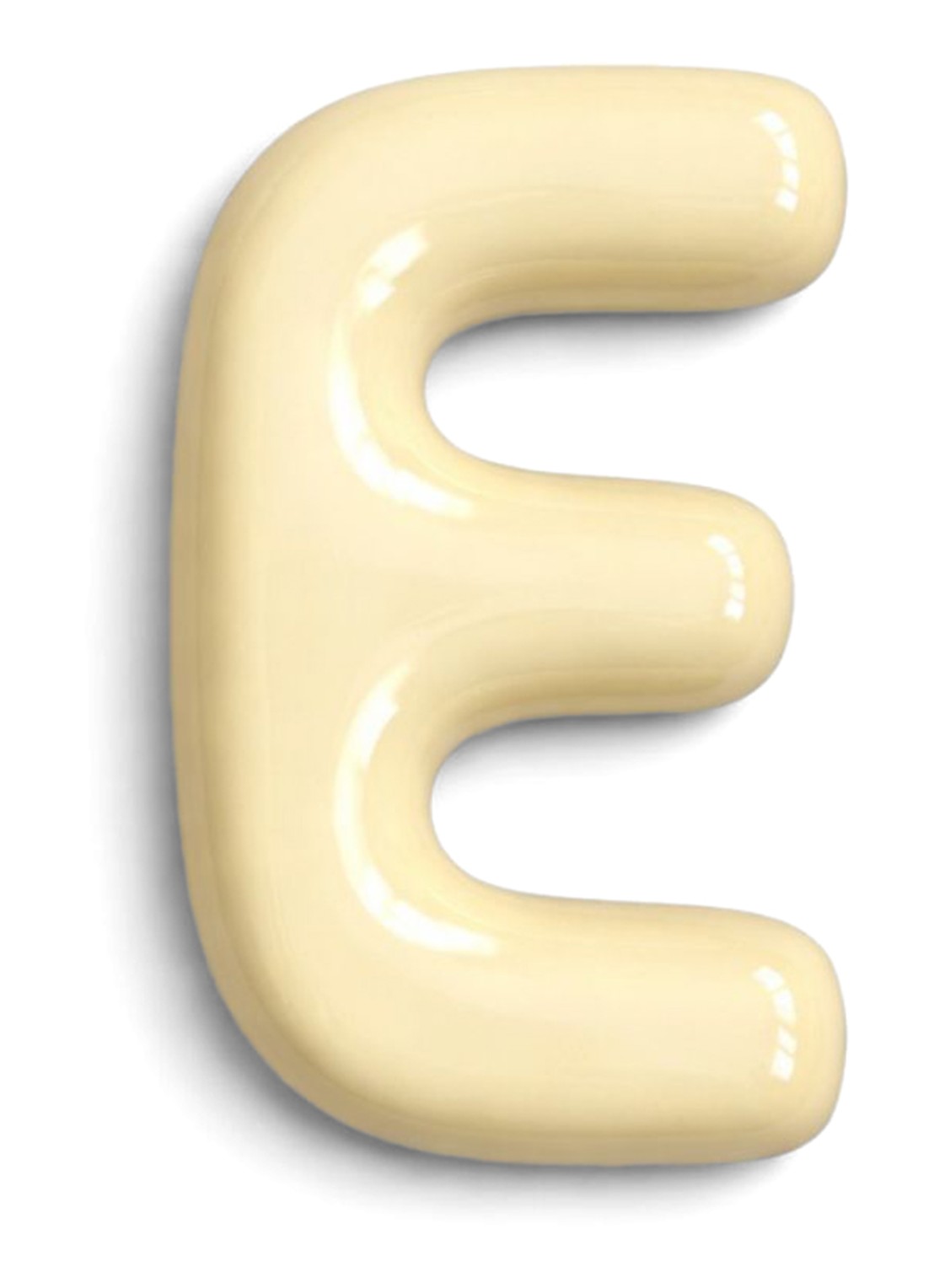 Ceramics by Romy Letter E hanger 10 cm - voorkant 2 gebroken wit