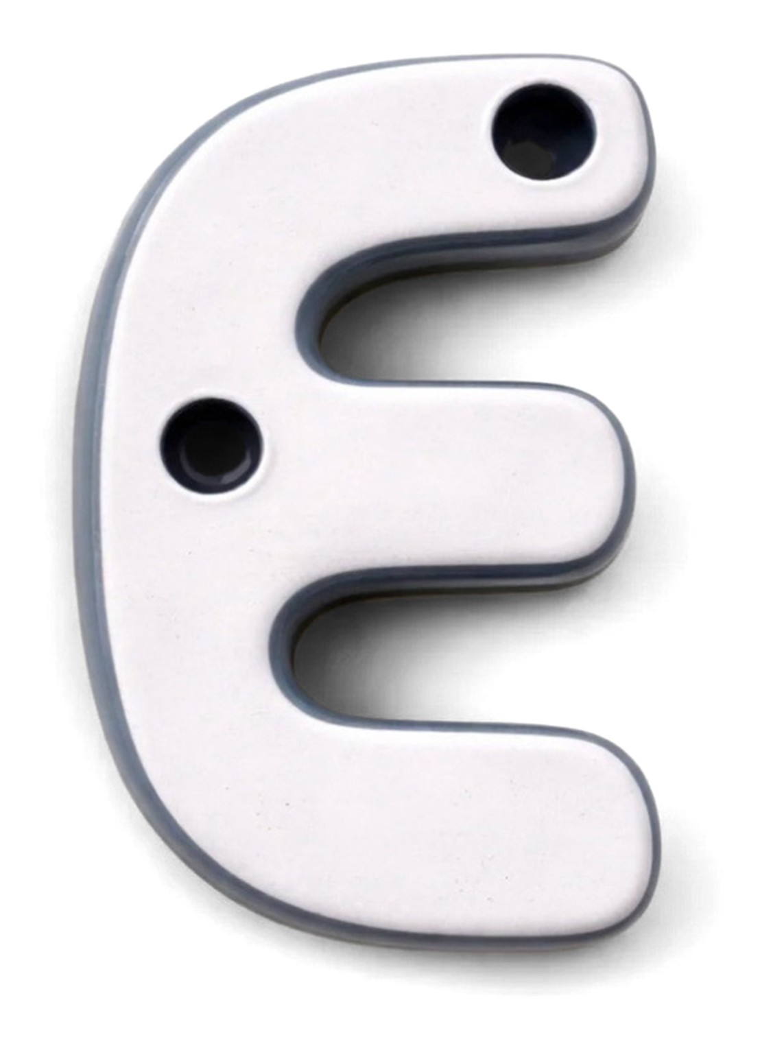 Ceramics by Romy Letter E hanger 10 cm - voorkant 3 grijs