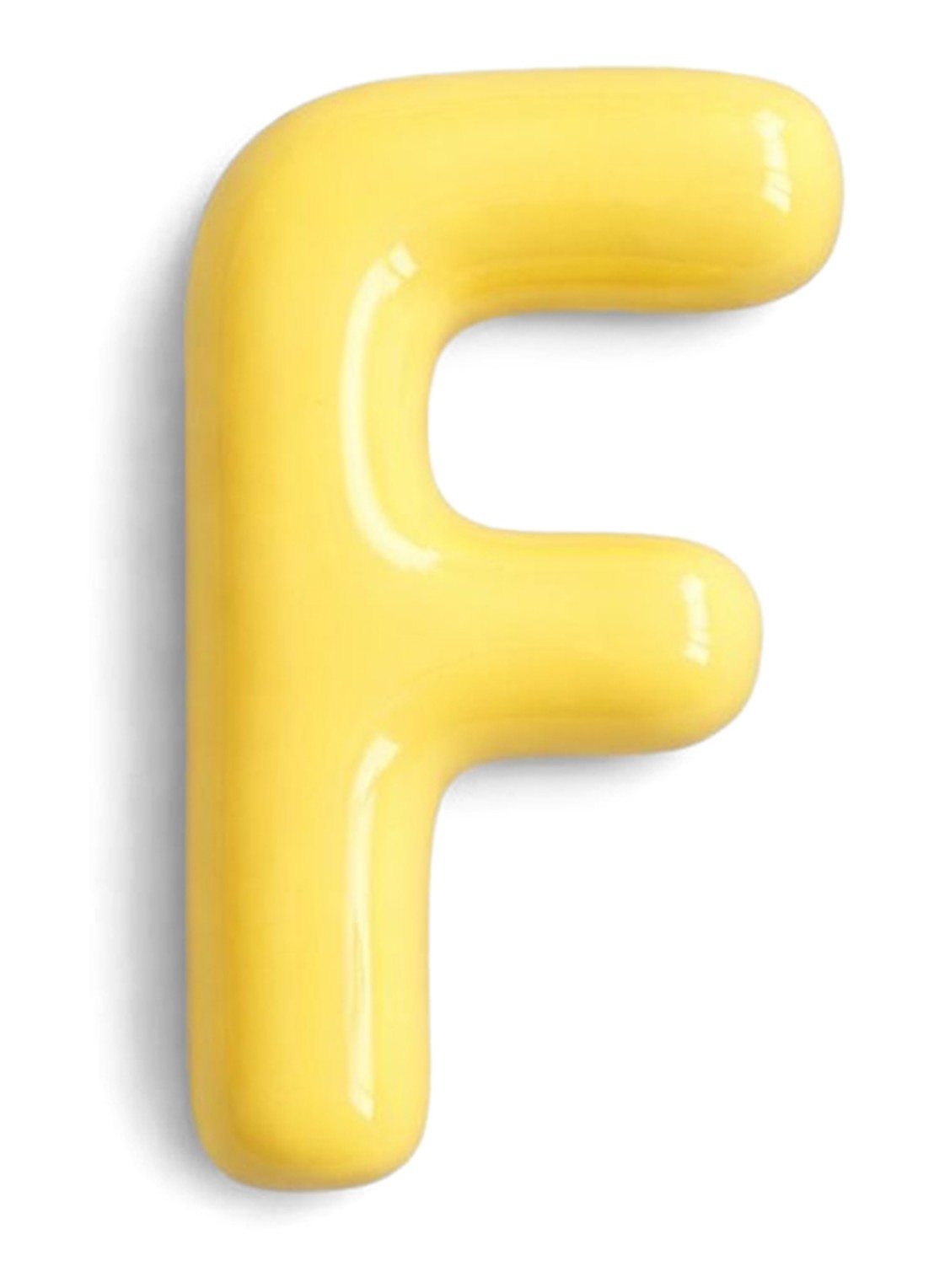 Ceramics by Romy Letter F hanger 10 cm - voorkant geel