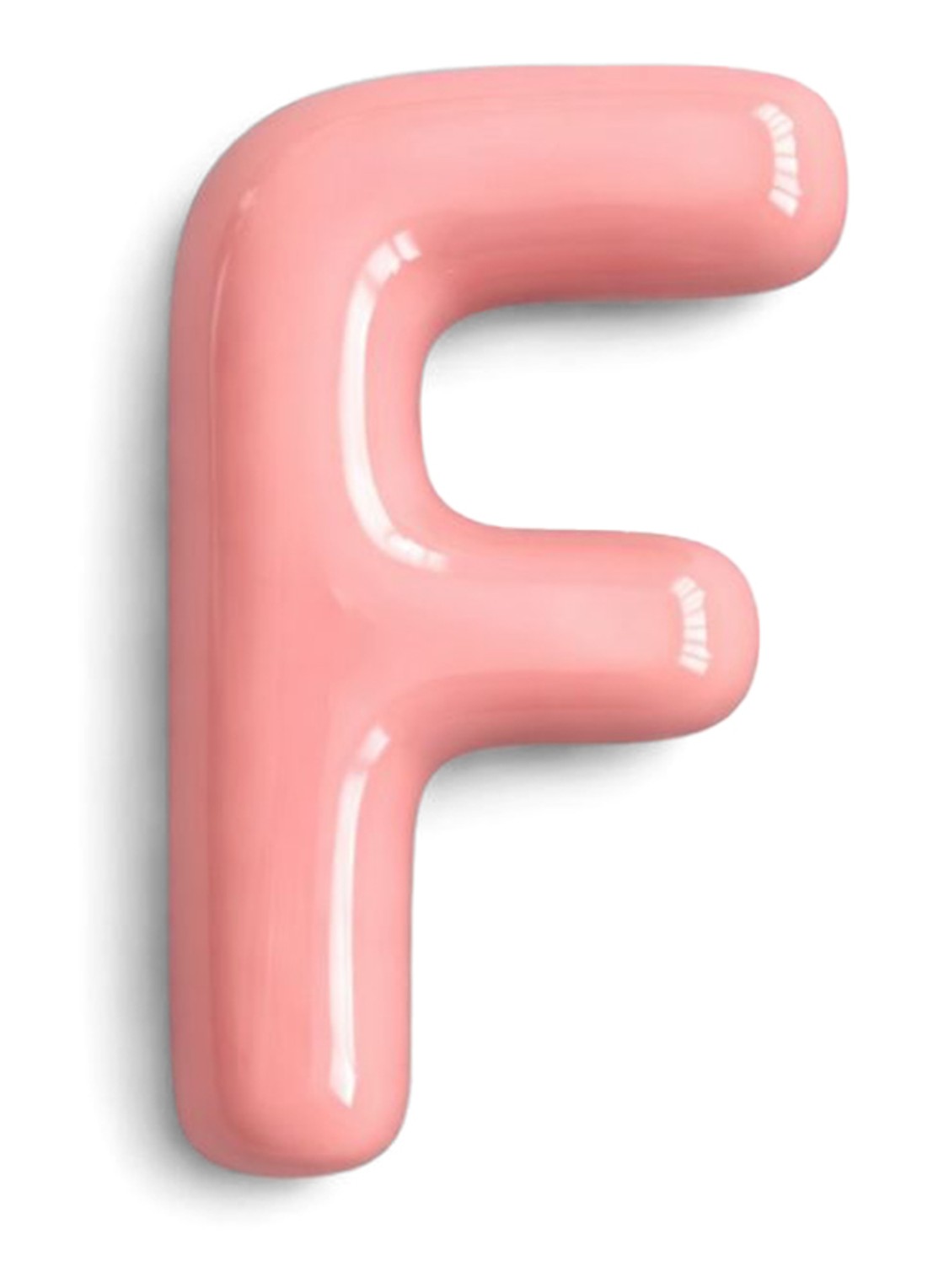 Ceramics by Romy Letter F hanger 10 cm - voorkant zalmroze