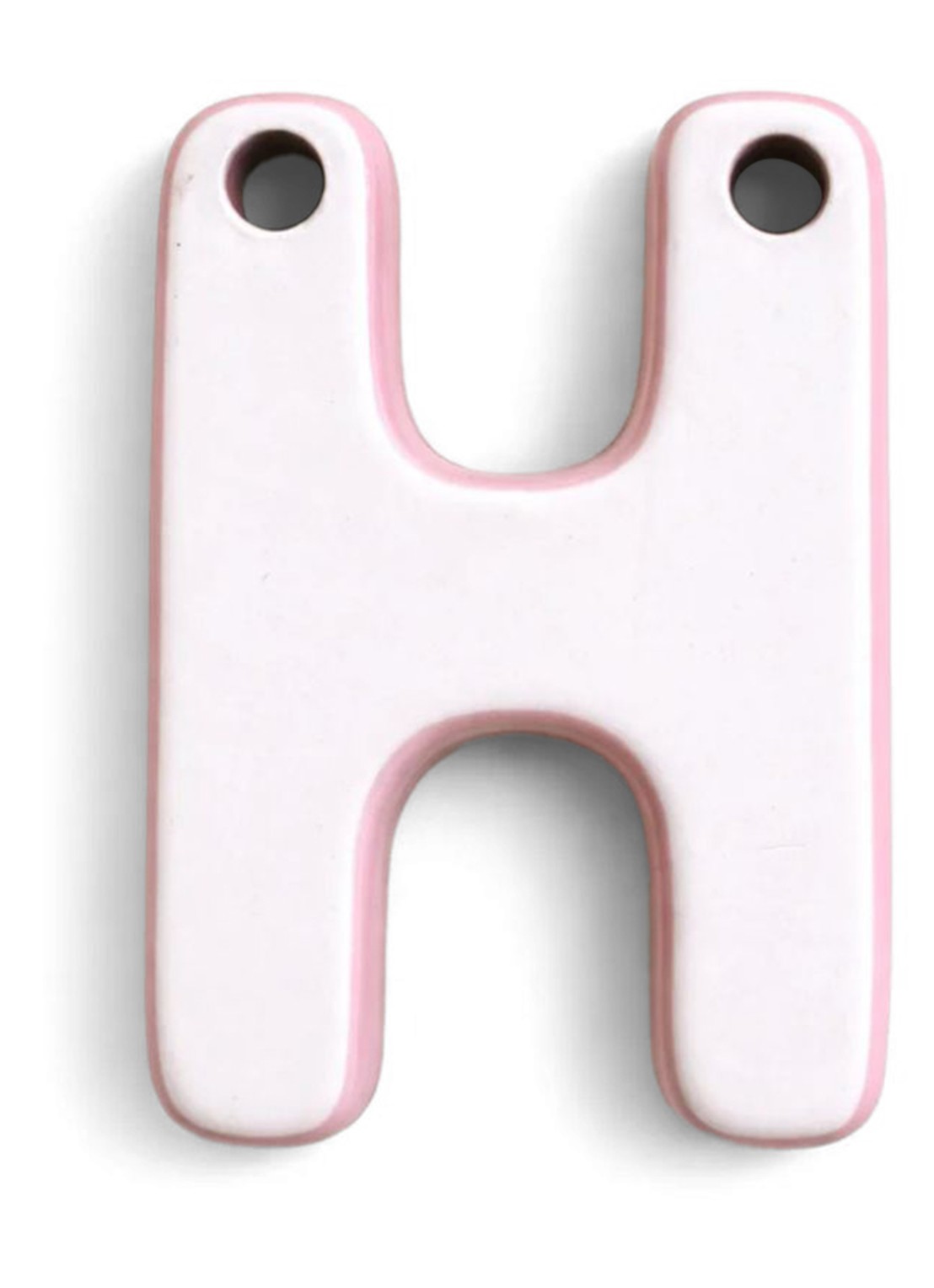 Ceramics by Romy Letter H hanger 10 cm - voorkant 2 roze