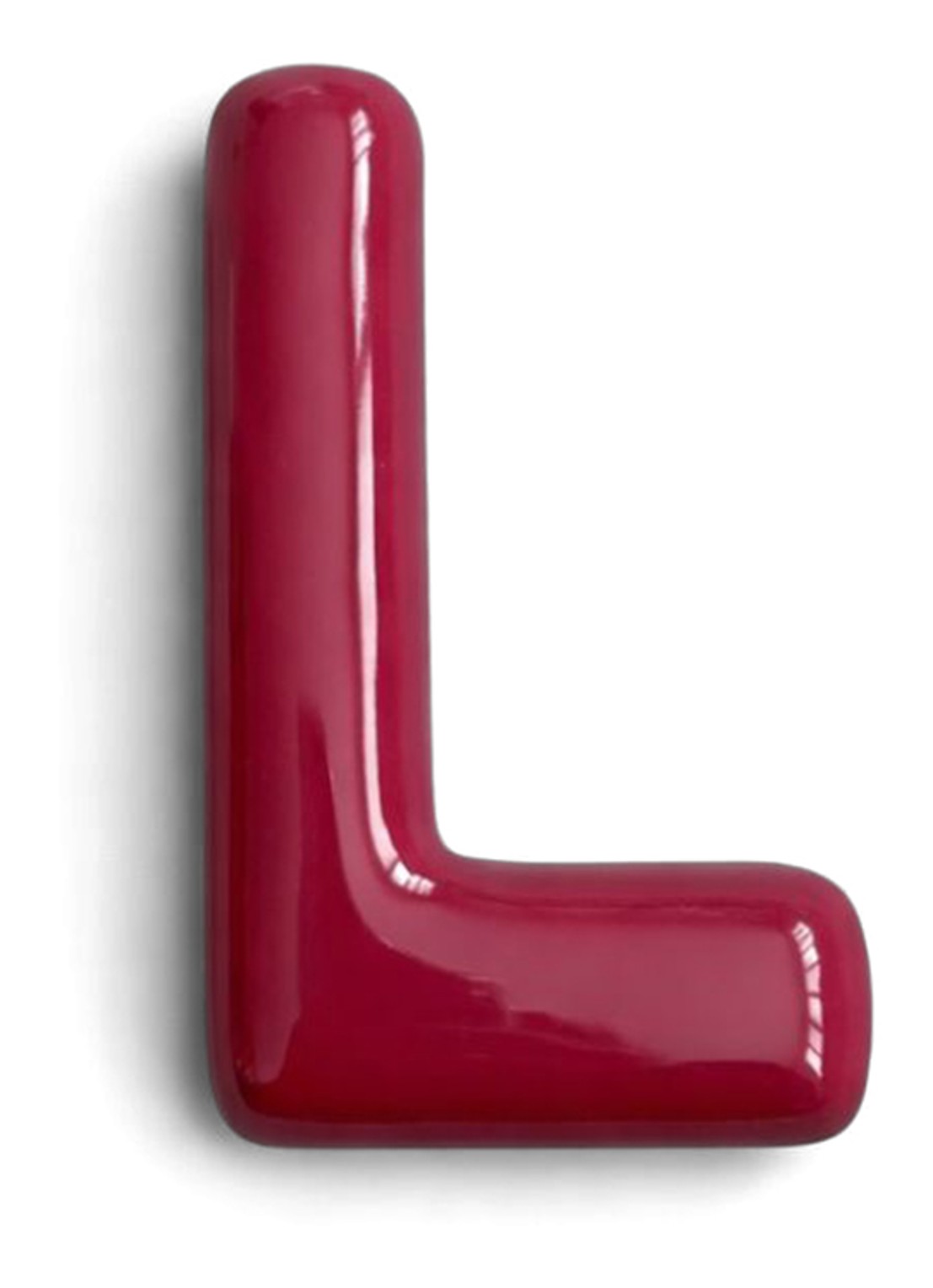 Ceramics by Romy Letter L hanger 10 cm - voorkant bordeauxrood