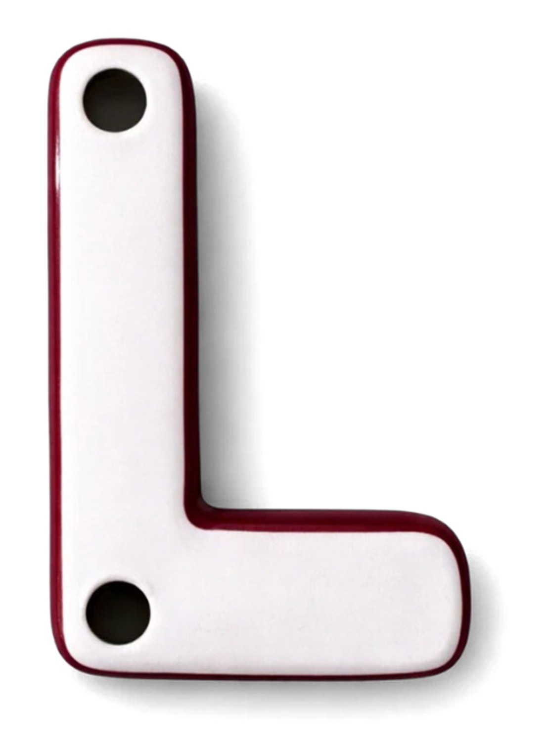 Ceramics by Romy Letter L hanger 10 cm - voorkant 2 bordeauxrood