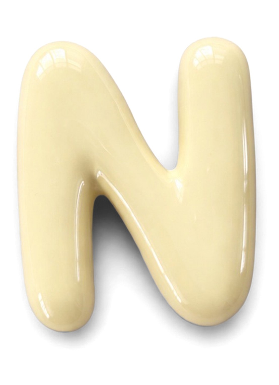 Ceramics by Romy Letter N hanger 10 cm - voorkant 2 gebroken wit