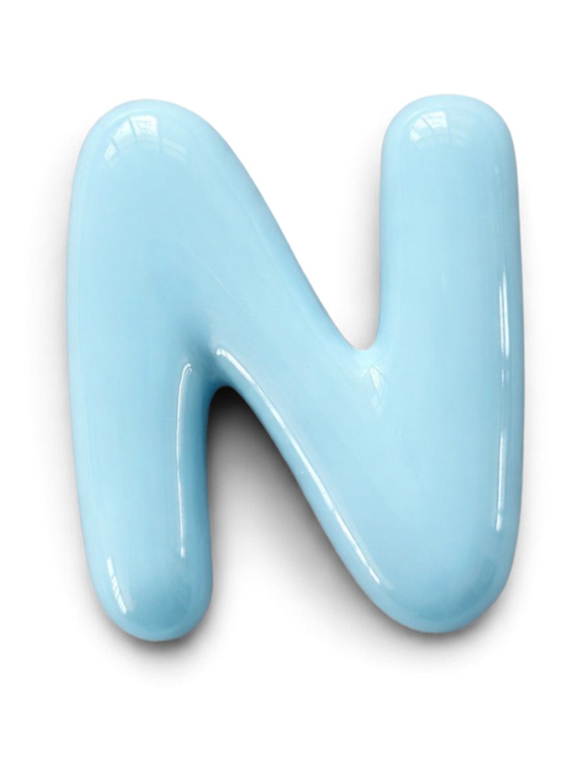 Ceramics by Romy Letter N hanger 10 cm - voorkant lichtblauw
