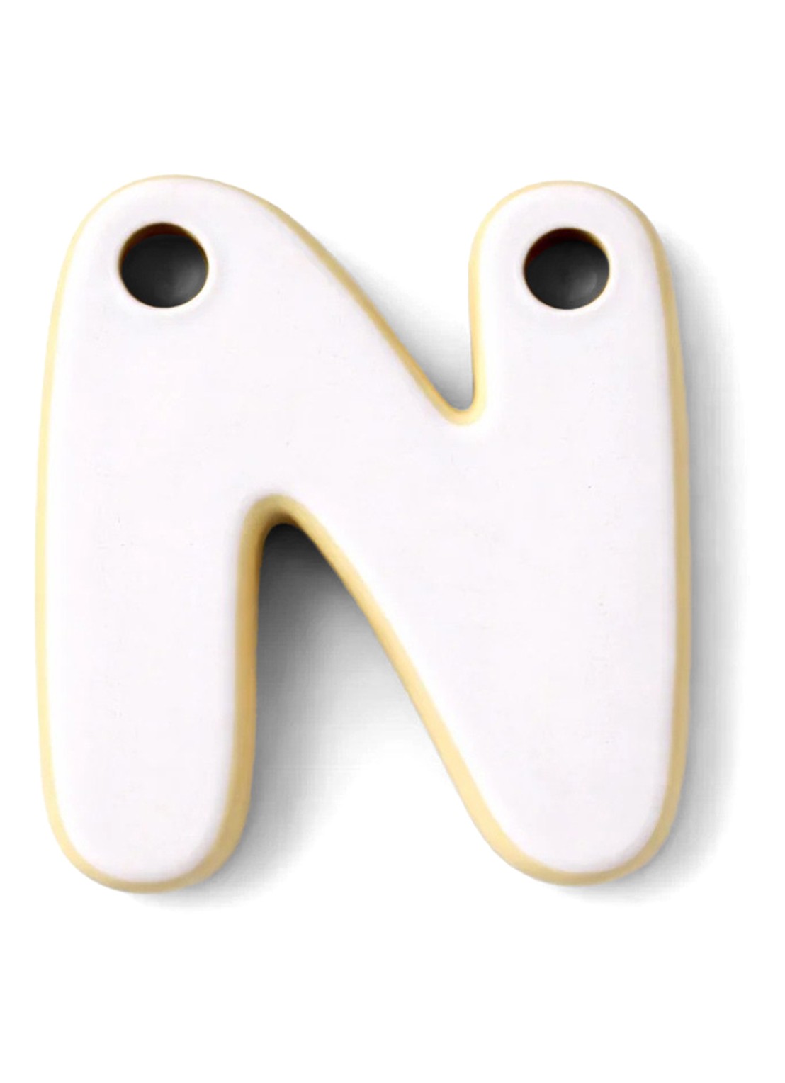 Ceramics by Romy Letter N hanger 10 cm - voorkant 2 lichtblauw