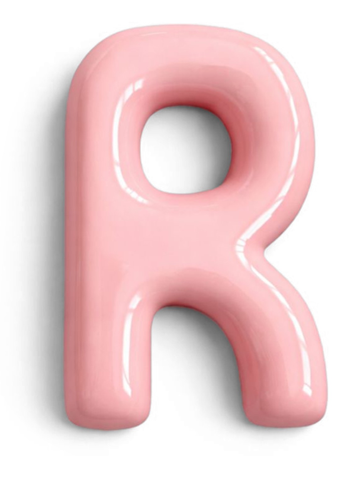Ceramics by Romy Letter R hanger 10 cm - voorkant lichtroze