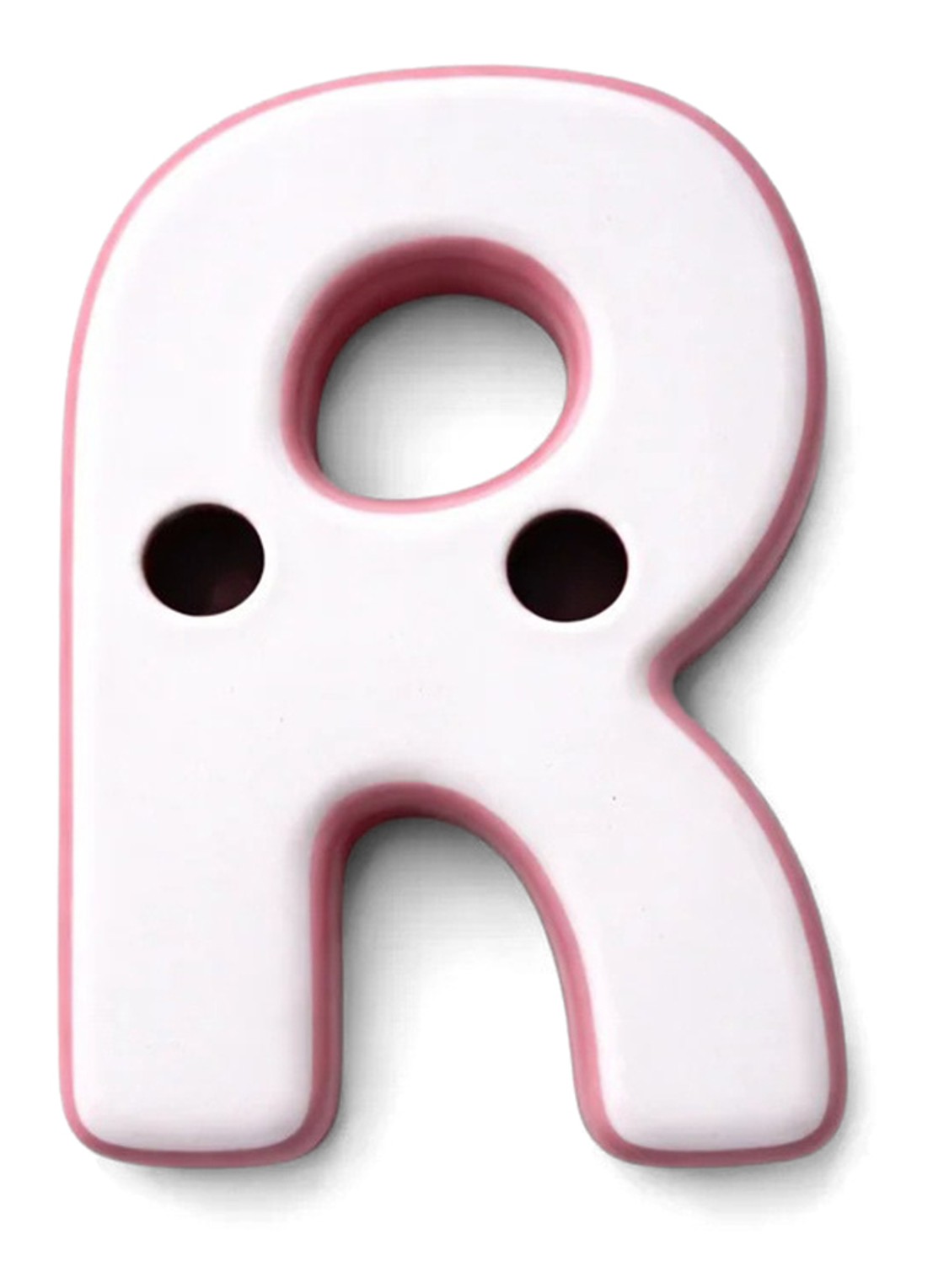 Ceramics by Romy Letter R hanger 10 cm - voorkant 2 lichtroze
