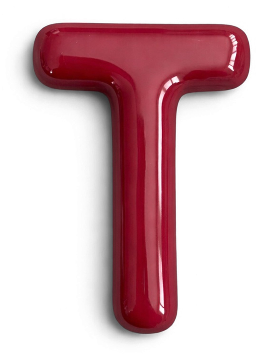 Ceramics by Romy Letter T hanger 10 cm - voorkant 2 bordeauxrood