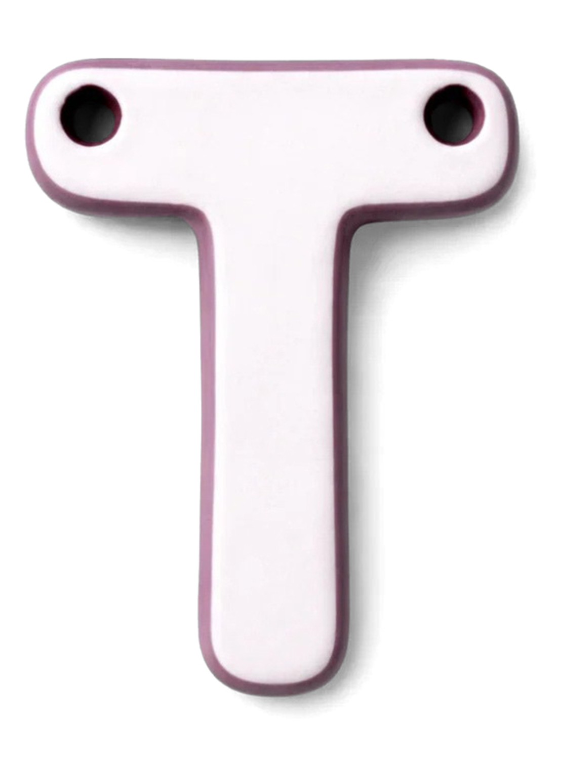 Ceramics by Romy Letter T hanger 10 cm - voorkant 2 zalmroze