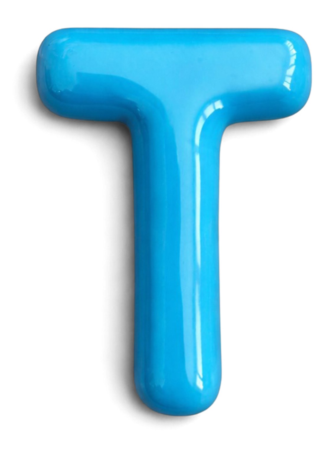 Ceramics by Romy Letter T hanger 10 cm - voorkant 2 blauw