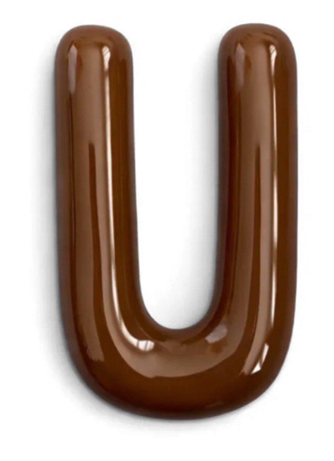 Ceramics by Romy Letter U hanger 10 cm - voorkant 2 bruin