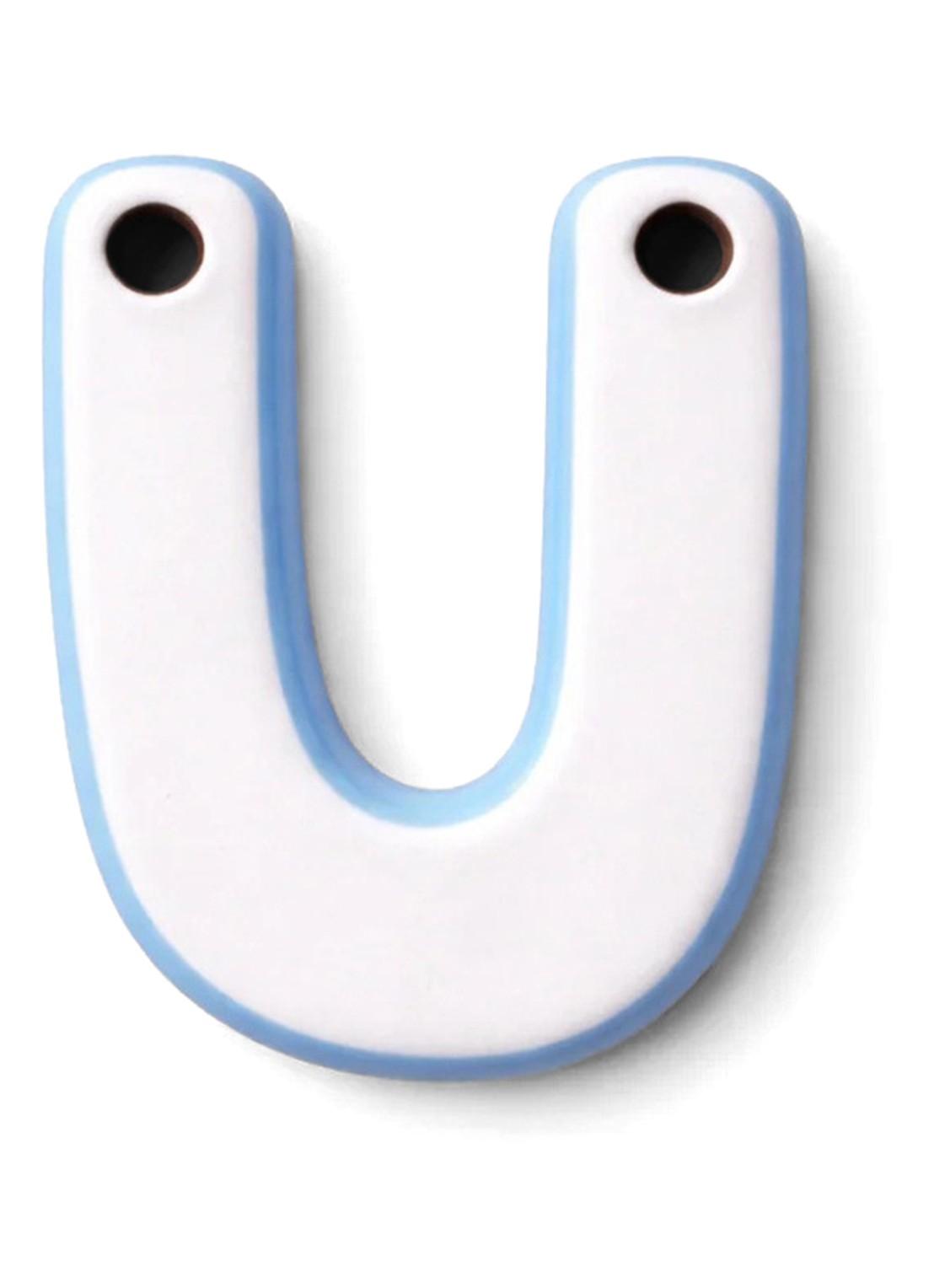 Ceramics by Romy Letter U hanger 10 cm - voorkant 3 lichtblauw