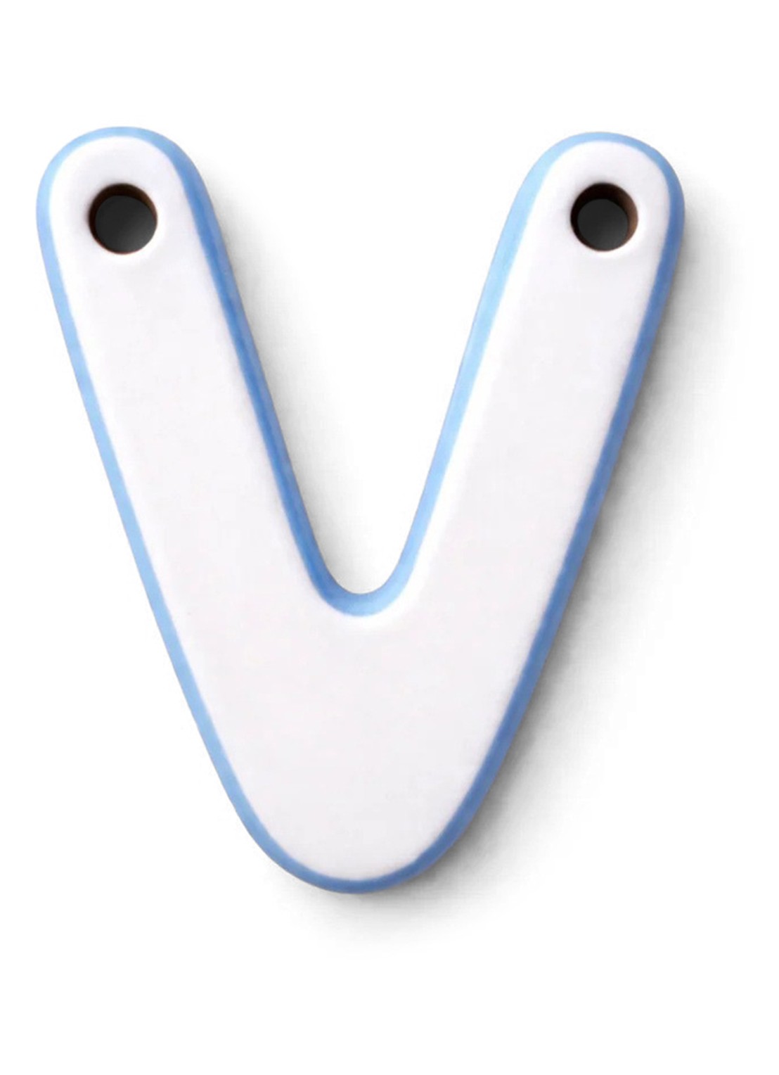 Ceramics by Romy Letter V hanger 10 cm - voorkant 2 gebroken wit