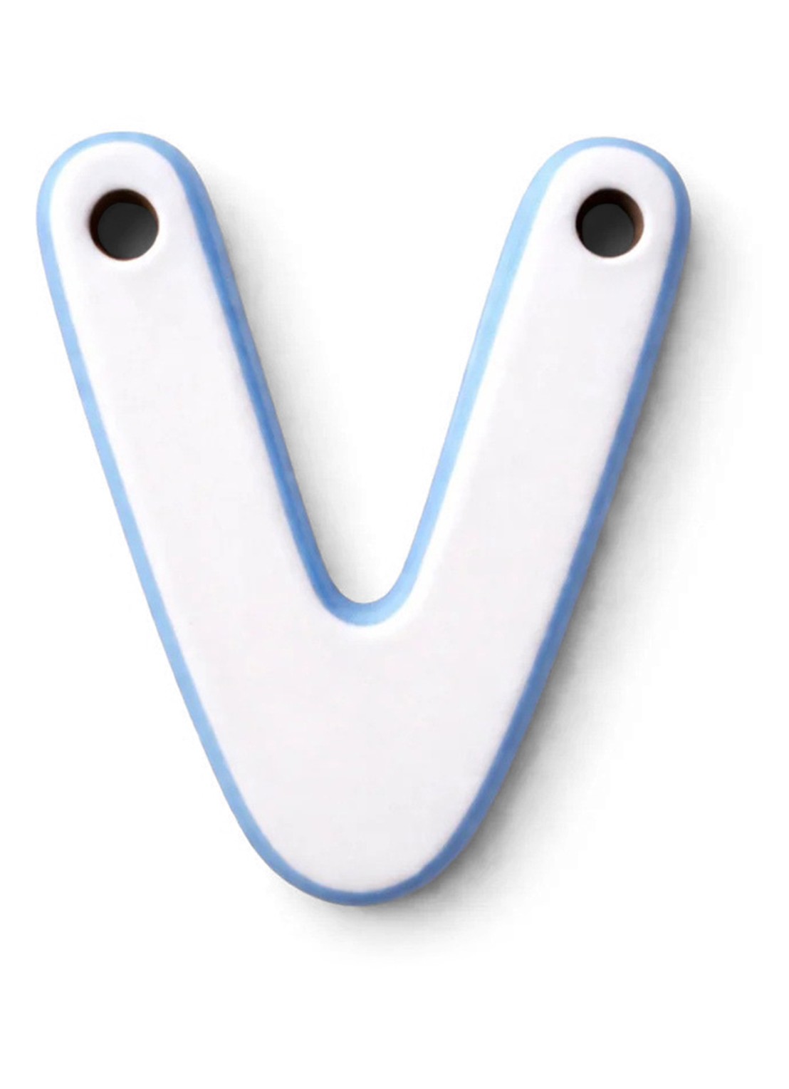 Ceramics by Romy Letter V hanger 10 cm - voorkant 2 grijs