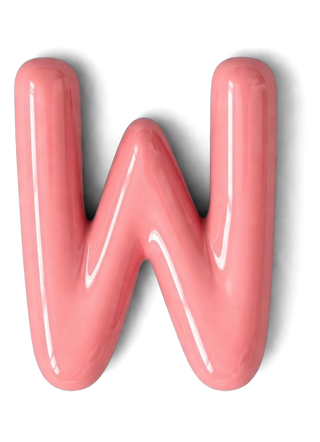 Ceramics by Romy Letter W hanger 10 cm - voorkant zalmroze