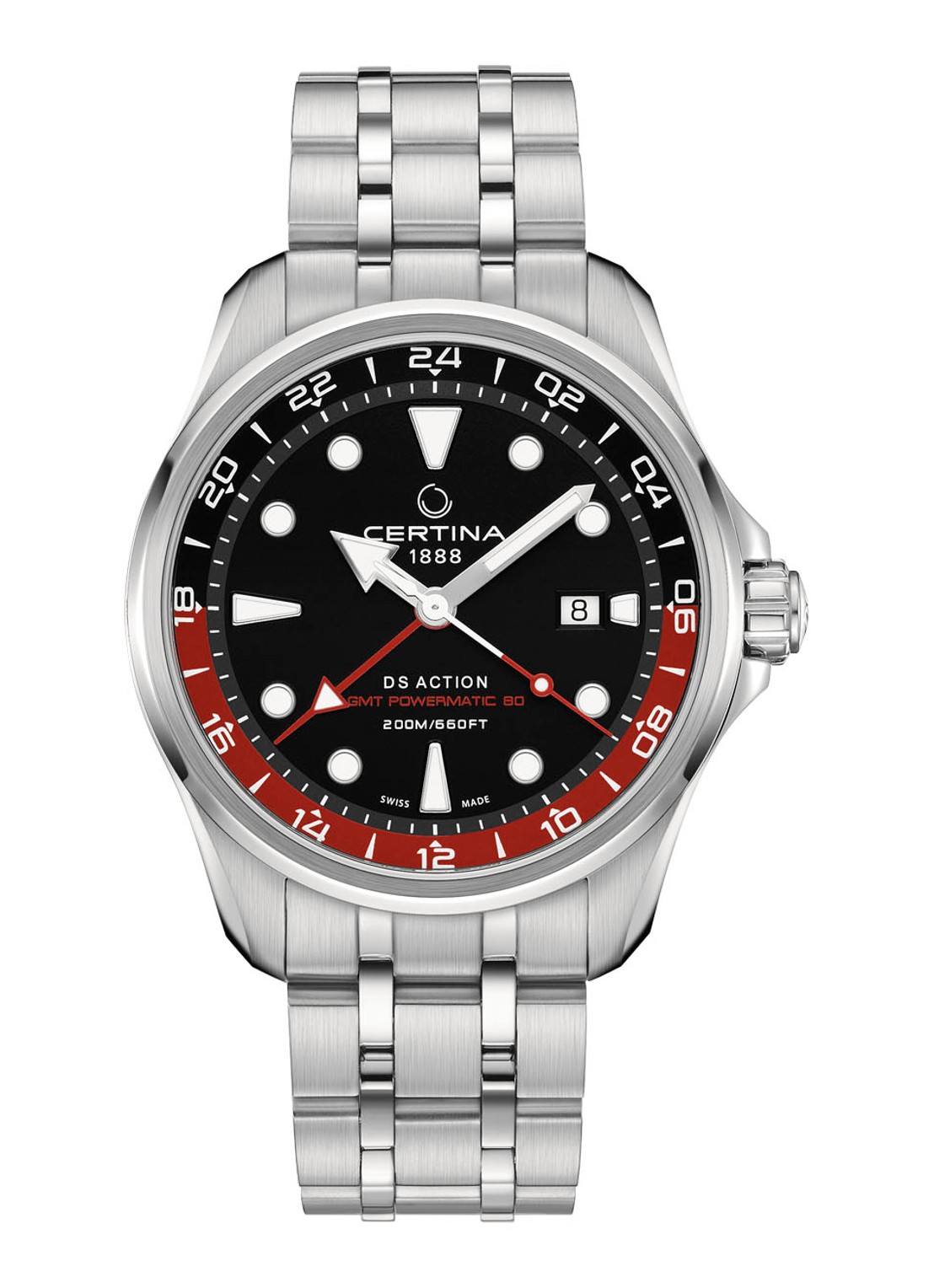 Certina DS Action GMT Horloge C0324291105100 - voorkant 2 zilver