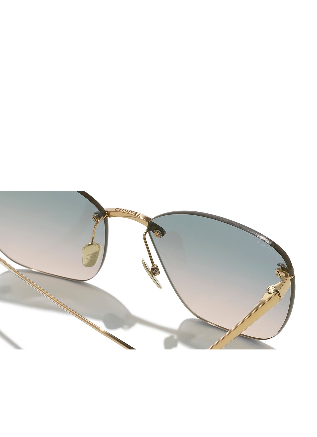 CHANEL CAT EYE ZONNEBRIL - detail 4 goud