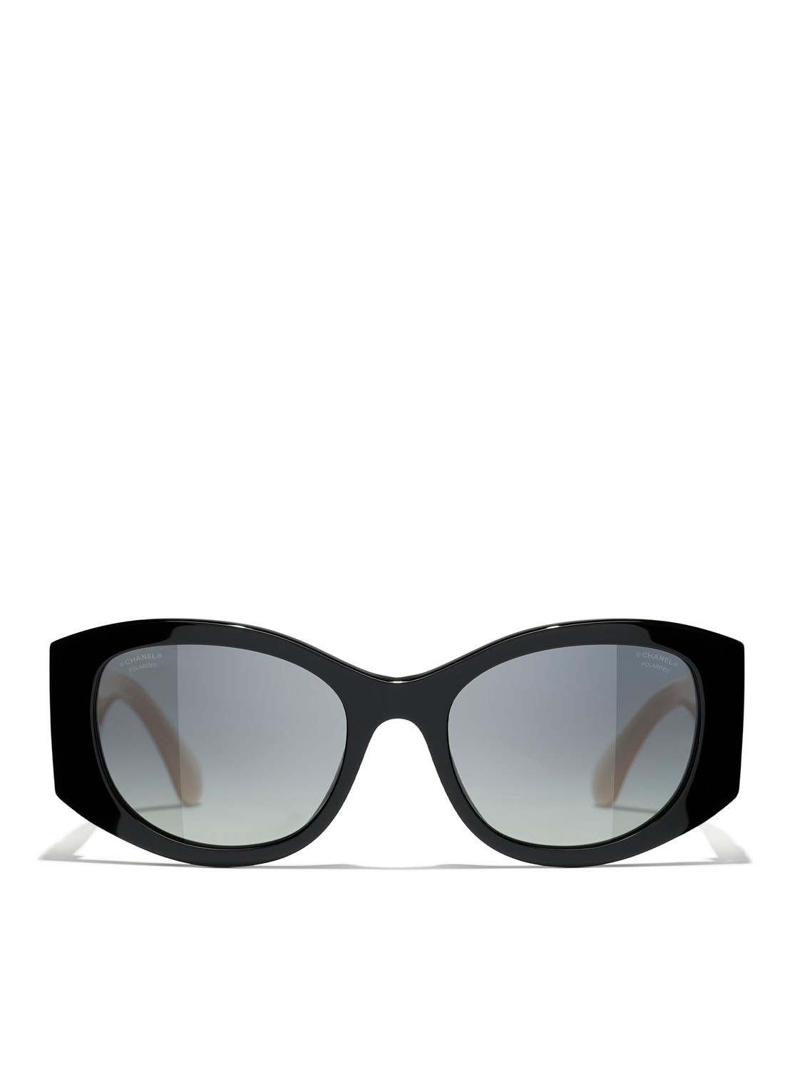 CHANEL OVALE ZONNEBRIL - voorkant 4 zwart