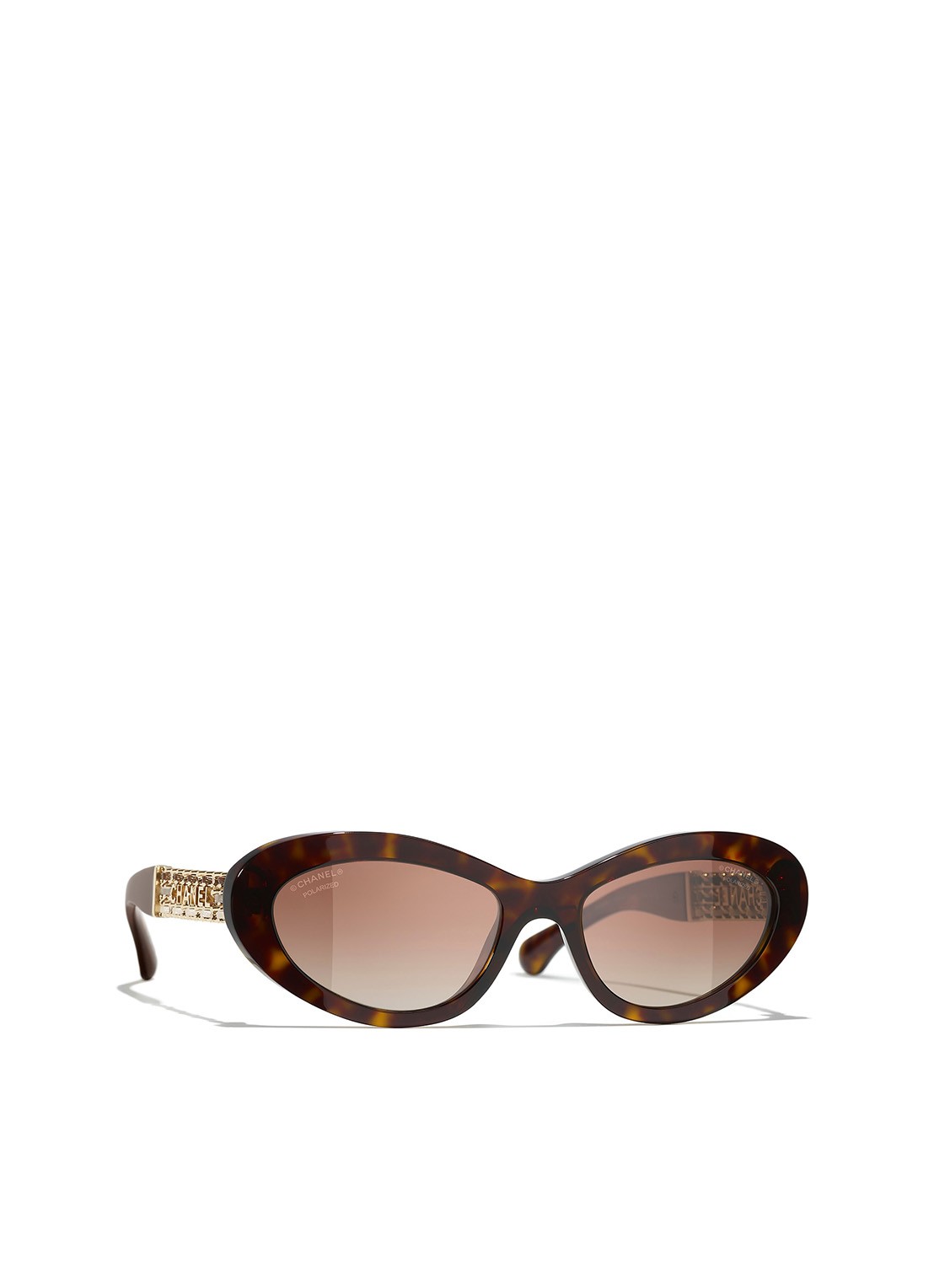CHANEL OVALE ZONNEBRIL - voorkant 4 bruin