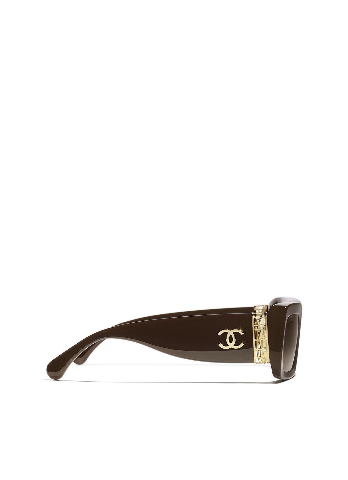 CHANEL RECHTHOEKIGE ZONNEBRIL - detail 2 bruin