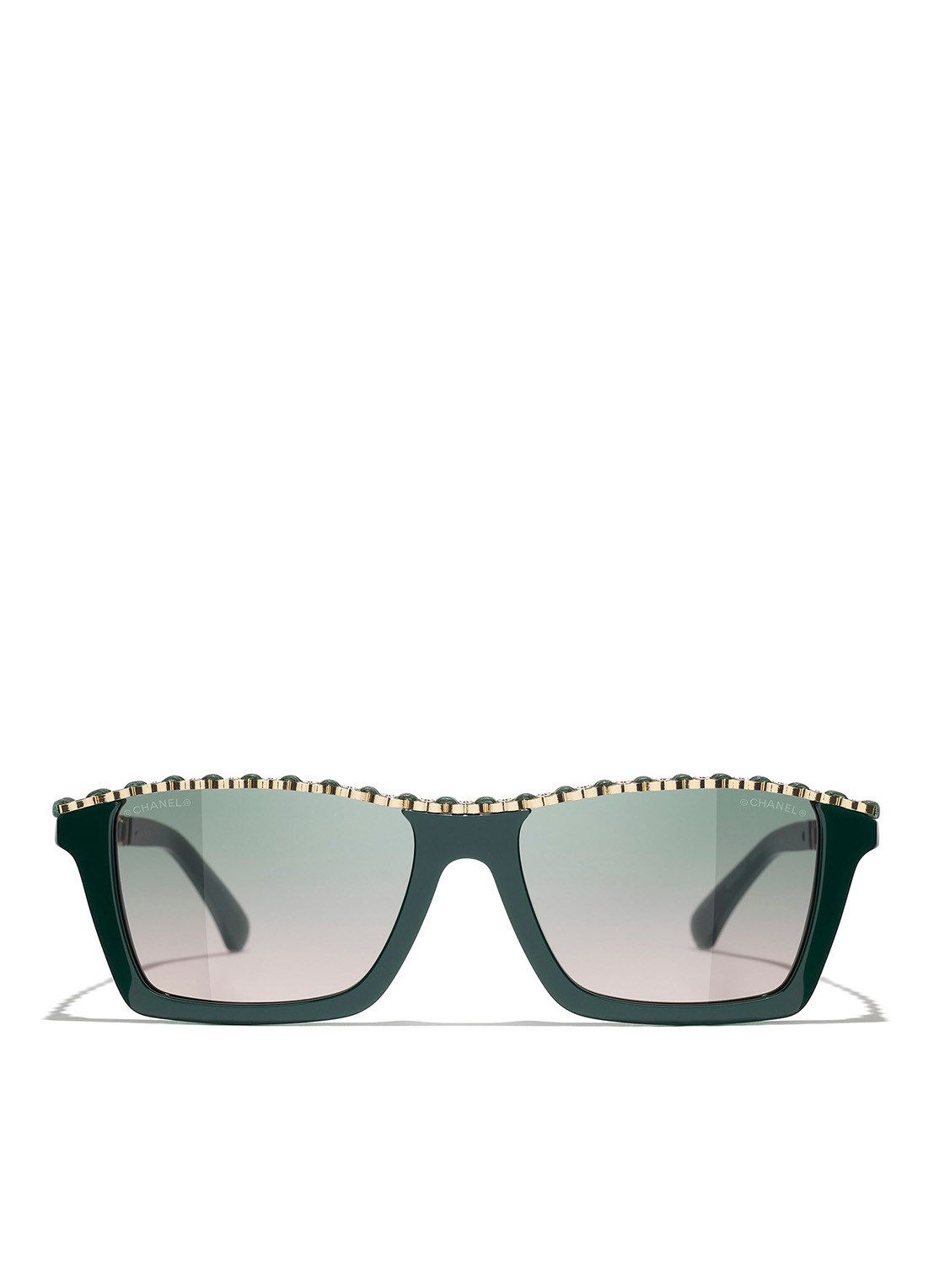 CHANEL RECHTHOEKIGE ZONNEBRIL - detail groen