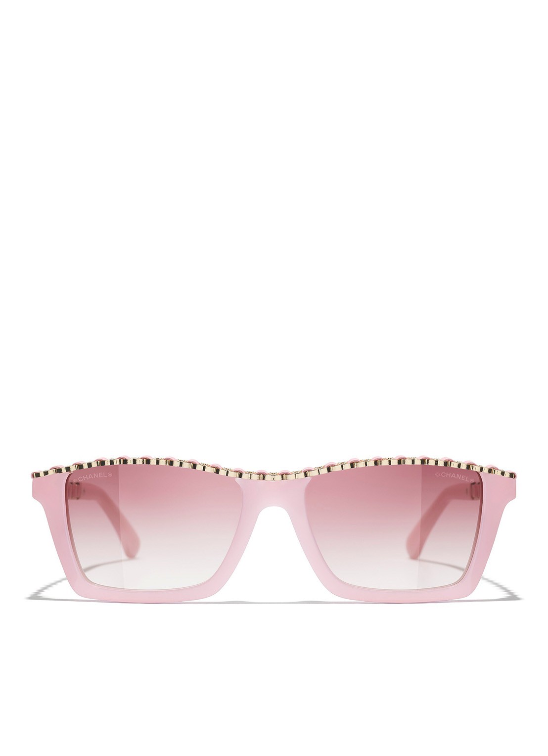 CHANEL RECHTHOEKIGE ZONNEBRIL - detail 2 roze