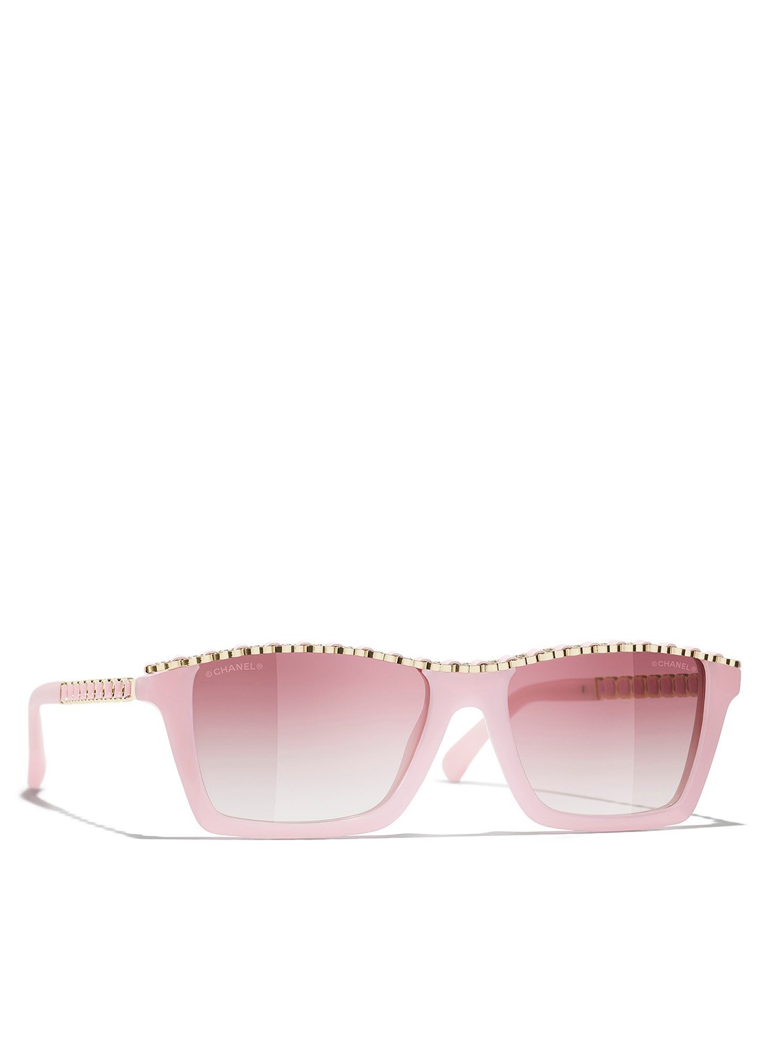 CHANEL RECHTHOEKIGE ZONNEBRIL - voorkant roze