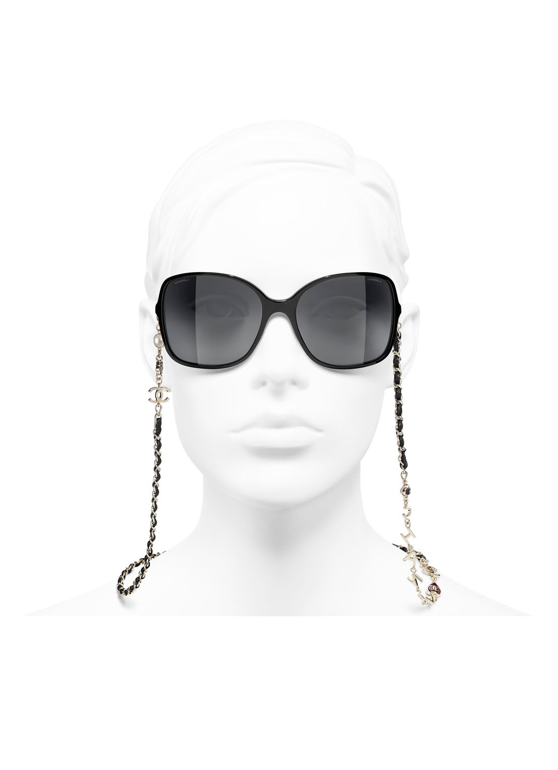 CHANEL VIERKANTE ZONNEBRIL - detail 6 zwart