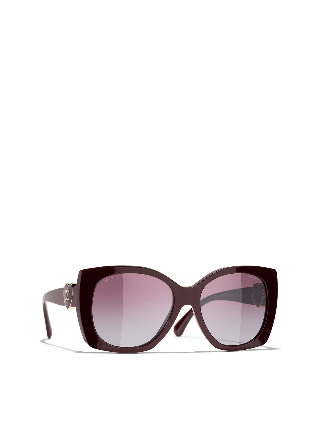 CHANEL VIERKANTE ZONNEBRIL - voorkant bordeauxrood