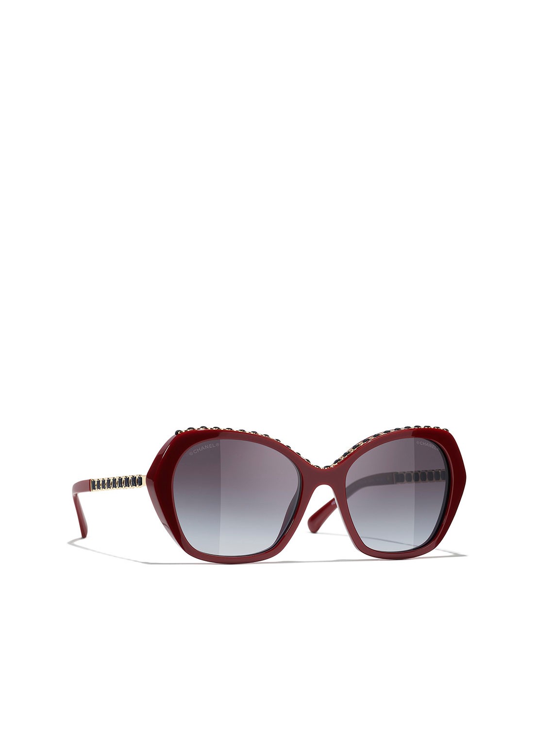 CHANEL VLINDER ZONNEBRIL - voorkant 4 bordeauxrood