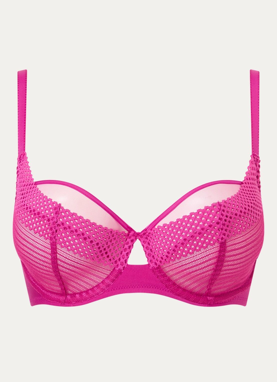 Chantelle Beugel bh met kant en mesh - voorkant 3 donkerroze