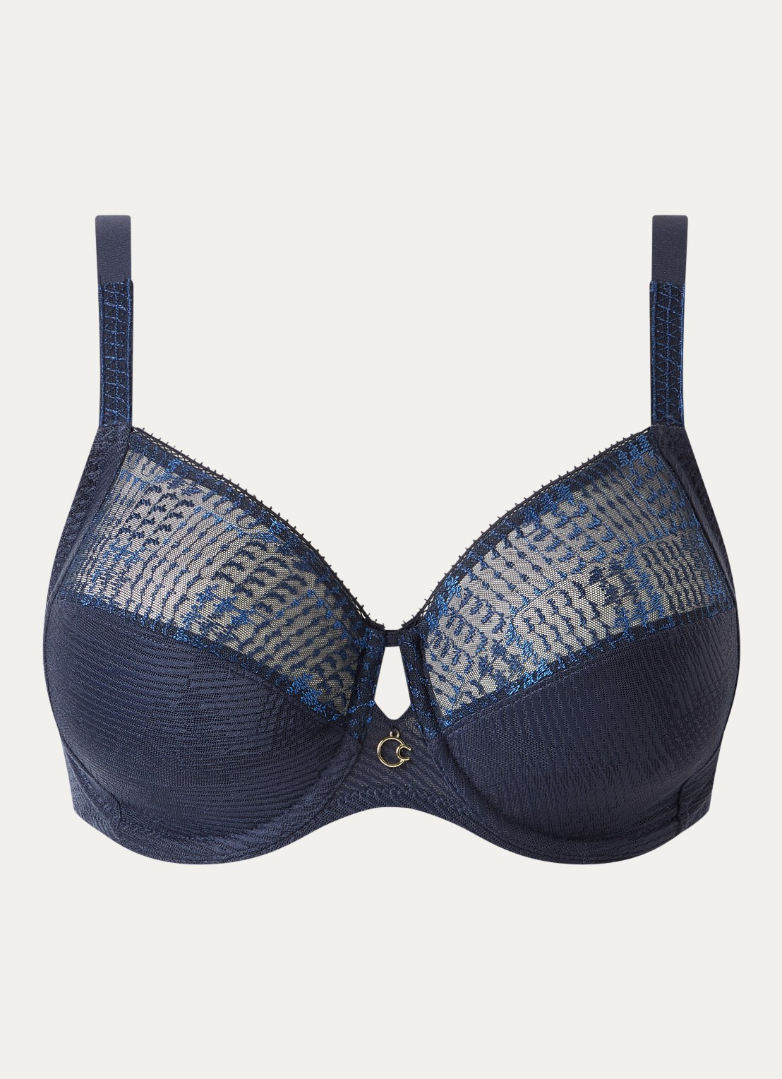 Chantelle Beugel bh met mesh en borduring - voorkant donkerkhaki
