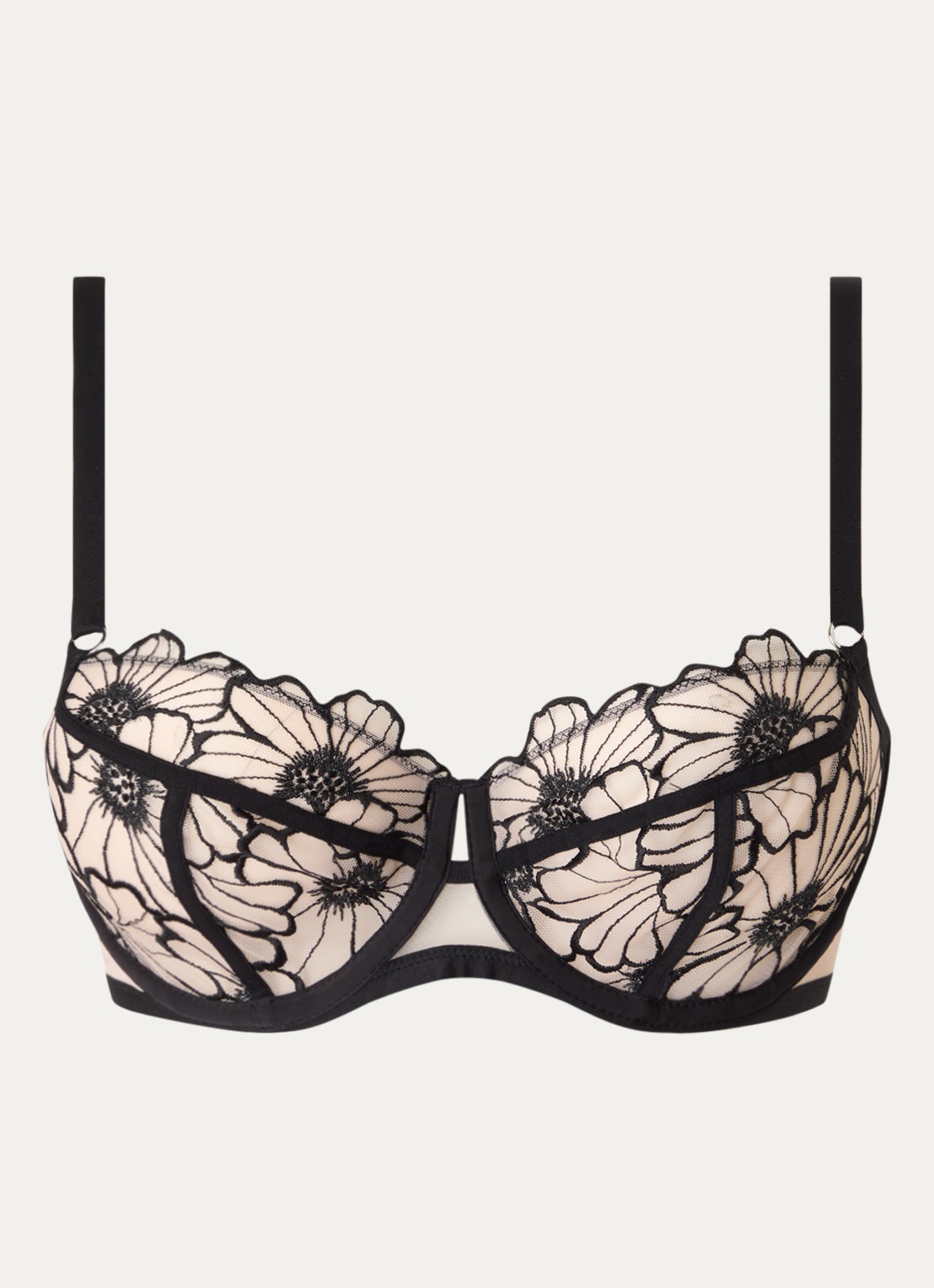 Chantelle Beugel bh van mesh met bloemborduring - voorkant creme