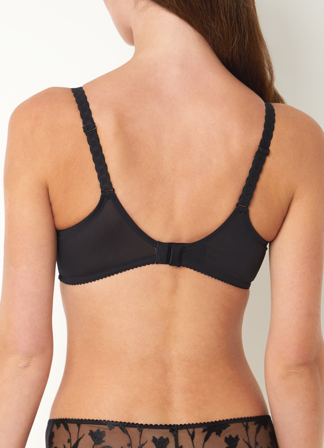 Chantelle Bloemen beugel bh van mesh met bloemborduring - achterkant zwart