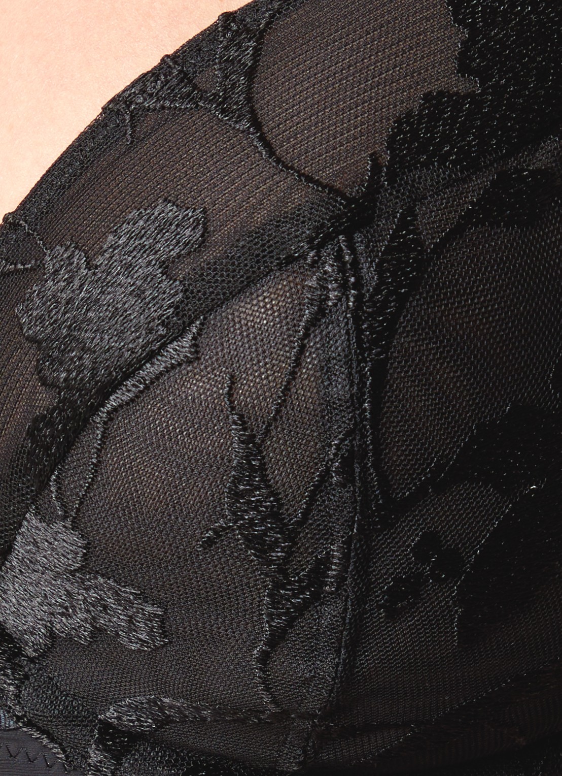 Chantelle Bloemen beugel bh van mesh met bloemborduring - detail 5 zwart