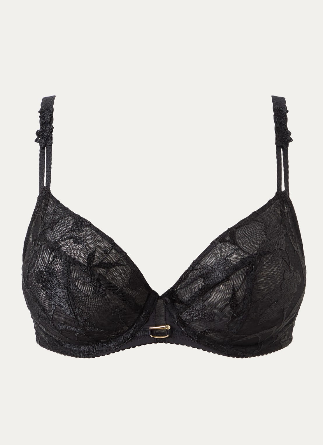 Chantelle Bloemen beugel bh van mesh met bloemborduring - voorkant 2 zwart
