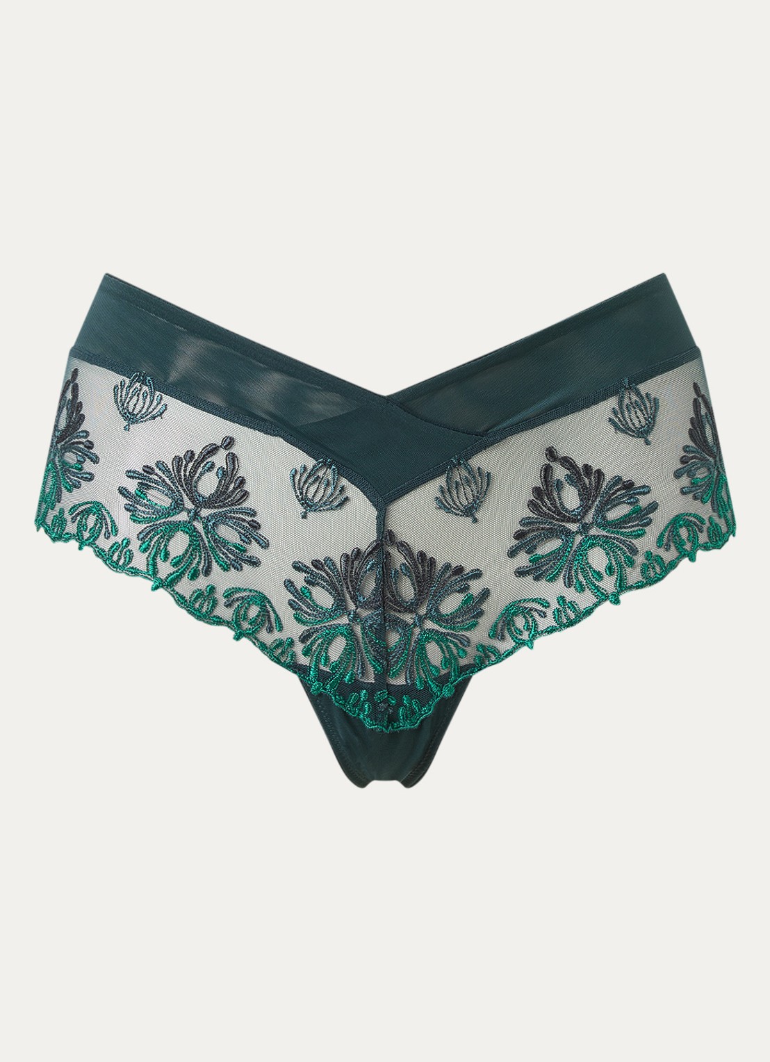 Chantelle Champs Elysees shorty van kant - voorkant 3 donkergroen