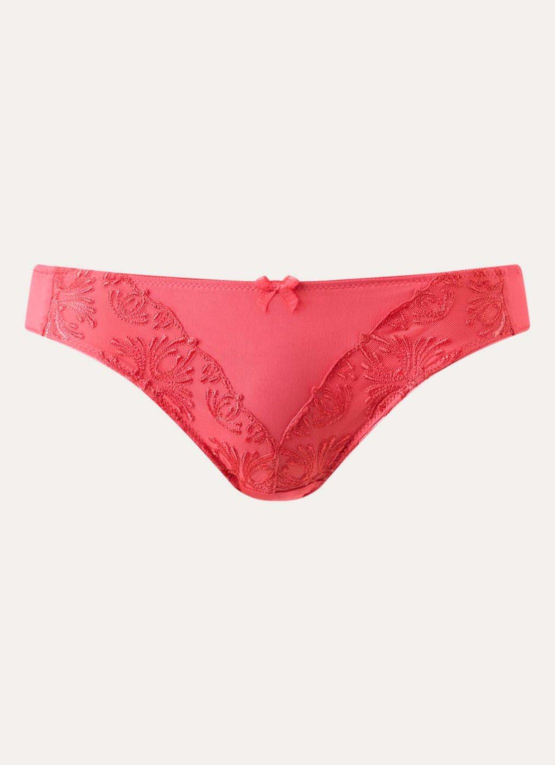 Chantelle Champs-Elysées slip met borduring - voorkant koraalrood